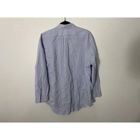 Ralph Lauren Blue White Stripe Button Down Shirt Size L/XL (17.5, 32/33) - Picture 9 of 14